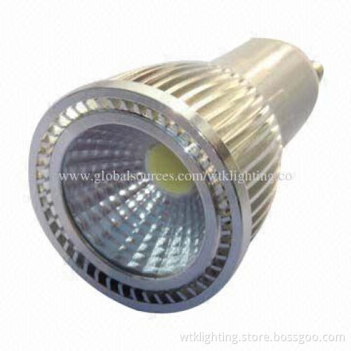 5W COB LED Spotlight, 420lm, GU10/MR16/E27 Base, Aluminum Housing, 2700-3500/3500-5000/5000-7000K